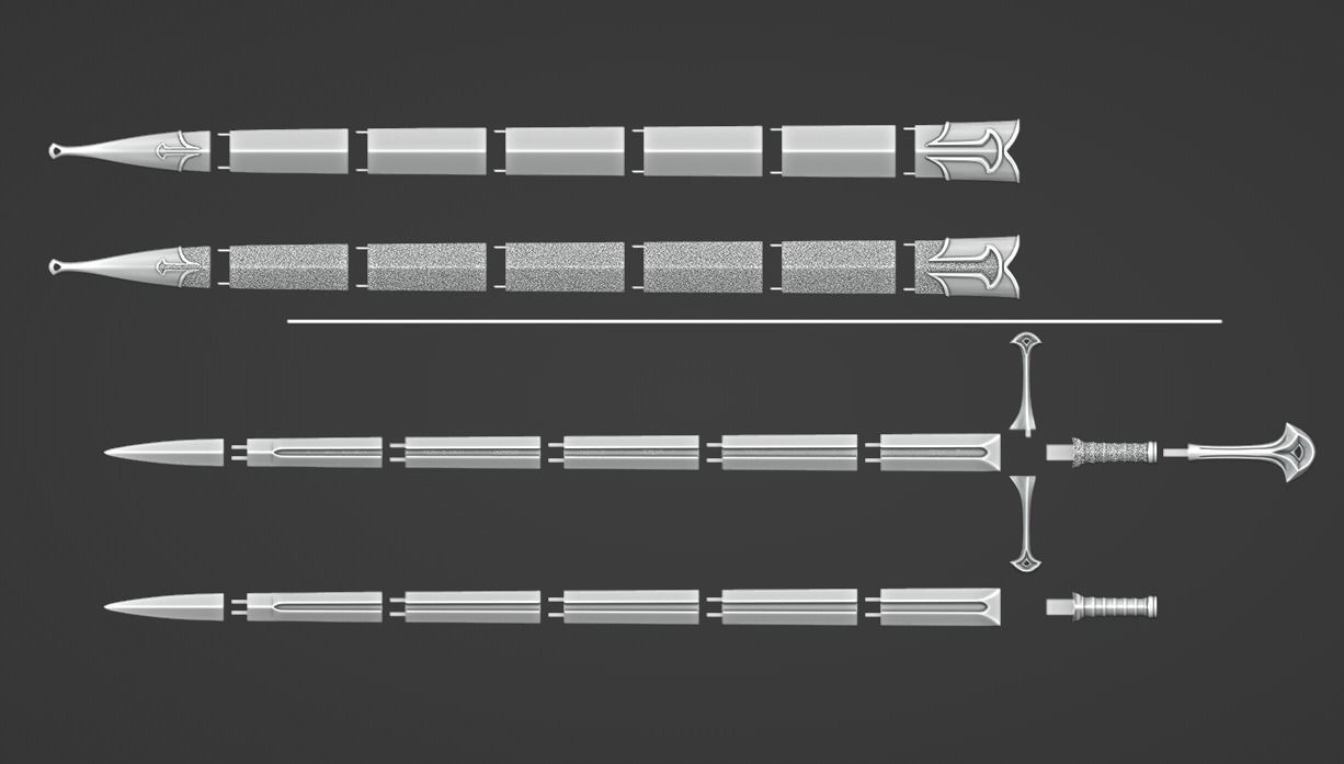 Anduril Lord of the Rings All Details Engraved Print Ready 3D print model_23