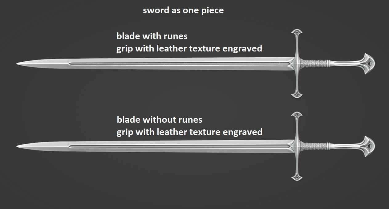 Anduril Lord of the Rings All Details Engraved Print Ready 3D print model_26