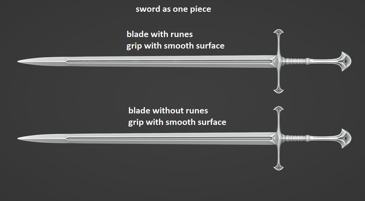 Anduril Lord of the Rings All Details Engraved Print Ready 3D print model_25