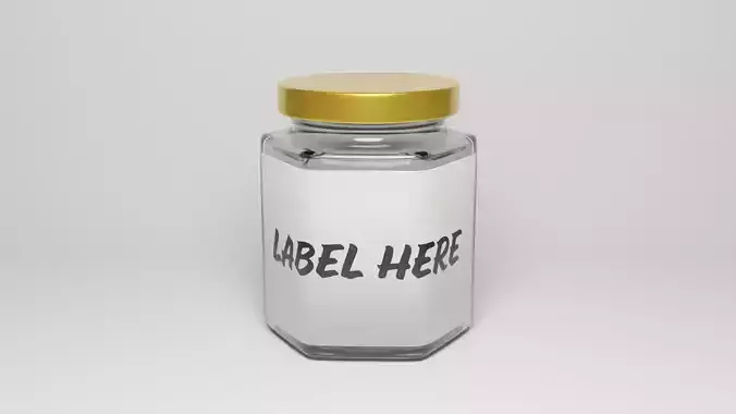 Hexagonal Glass Jar With Label