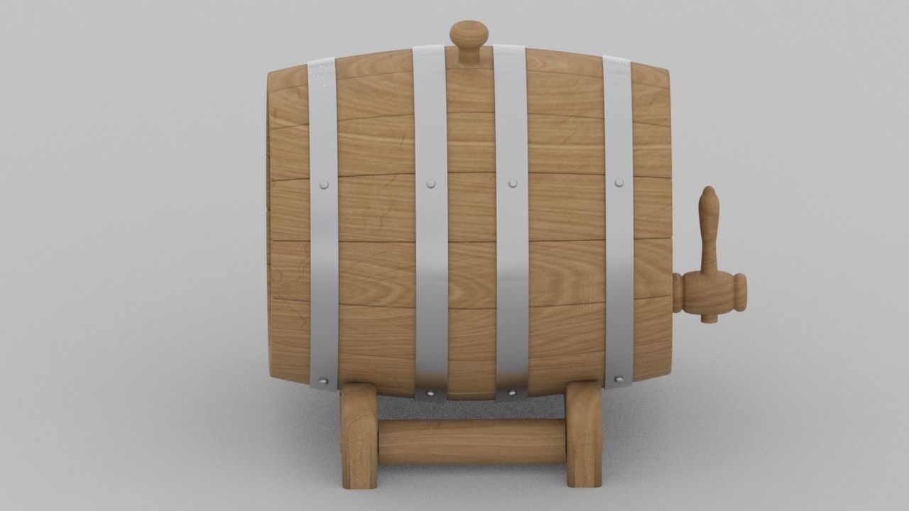 New wine barrel Free 3D model_1