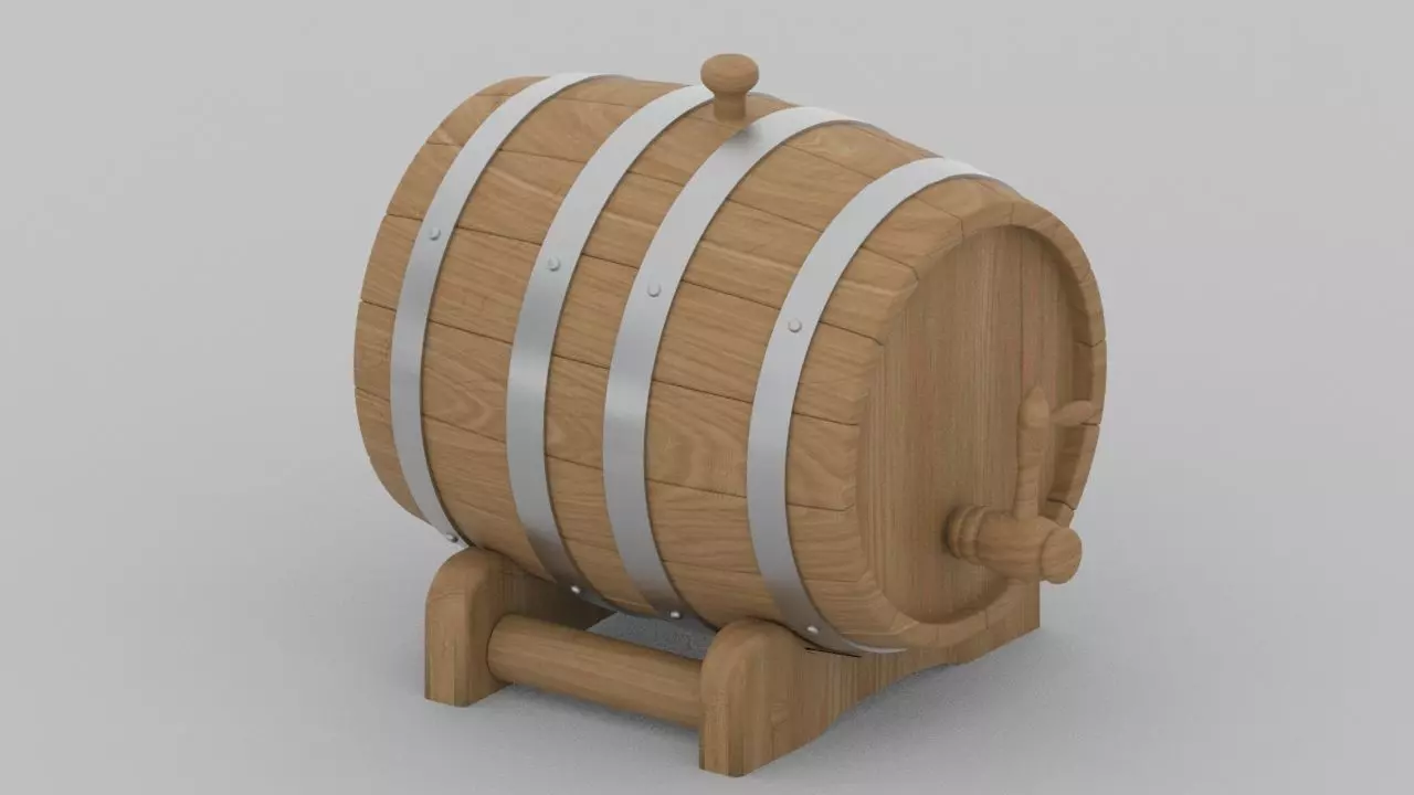 New wine barrel Free 3D model_0