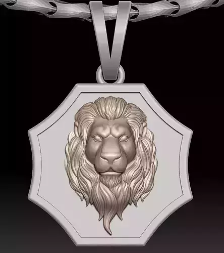 Lion Pendant Sculpture jewelry Gold necklace