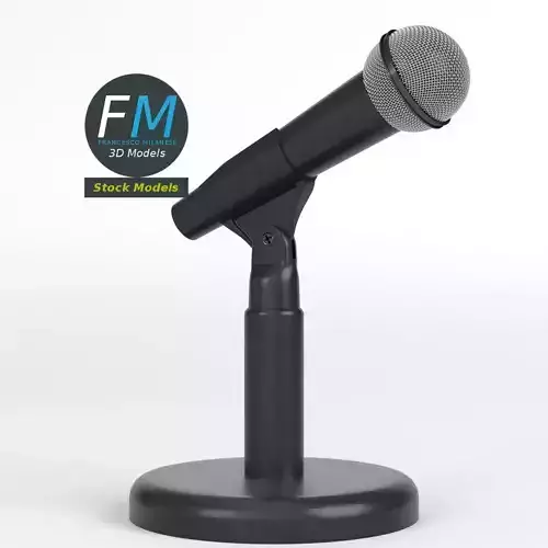 Microphone on desktop round stand 3D model
