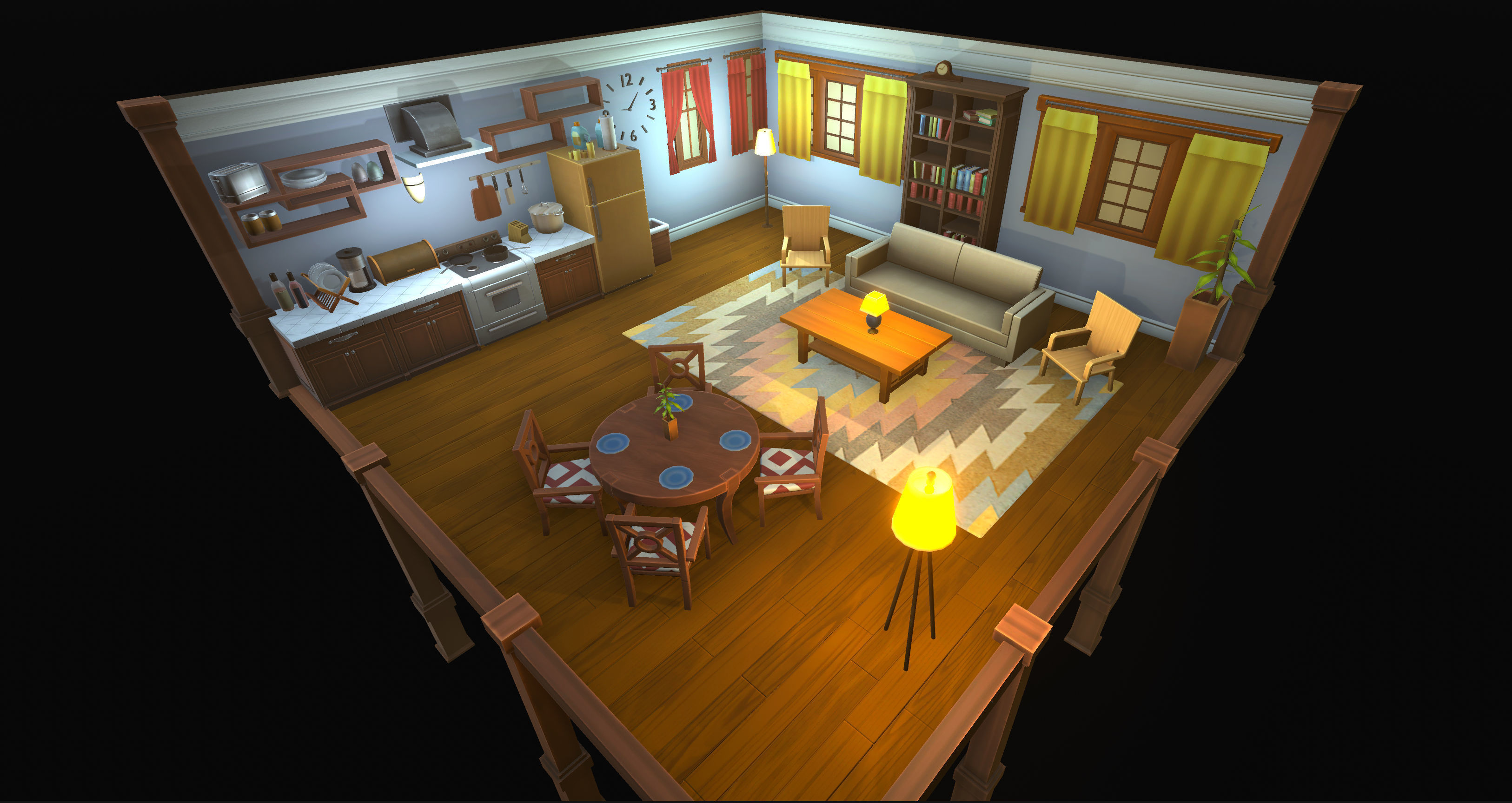 Stylized Interiors Megapack Low-poly 3D model_13
