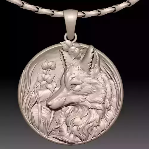 Fox Pendant Sculpture jewelry gold necklace