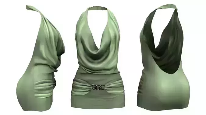 Halter Cowl Mini Dress V2