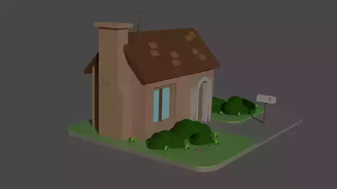 Low-poly 3D small house
