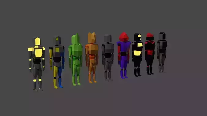 A set of low-poly characters