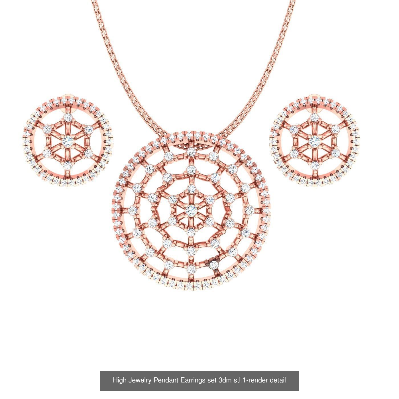 12 Diamond Cluster Pendant Earrings Set 3dm stl renders 3D Model Collection_6