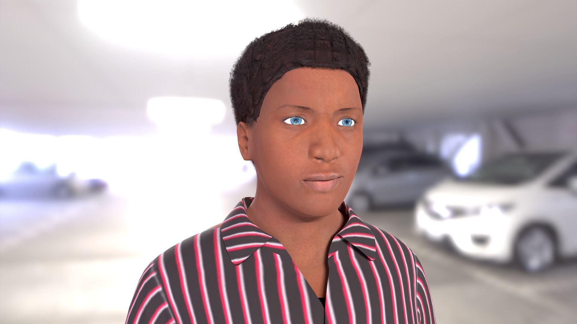 Afro Man Game Ready 3D model_2