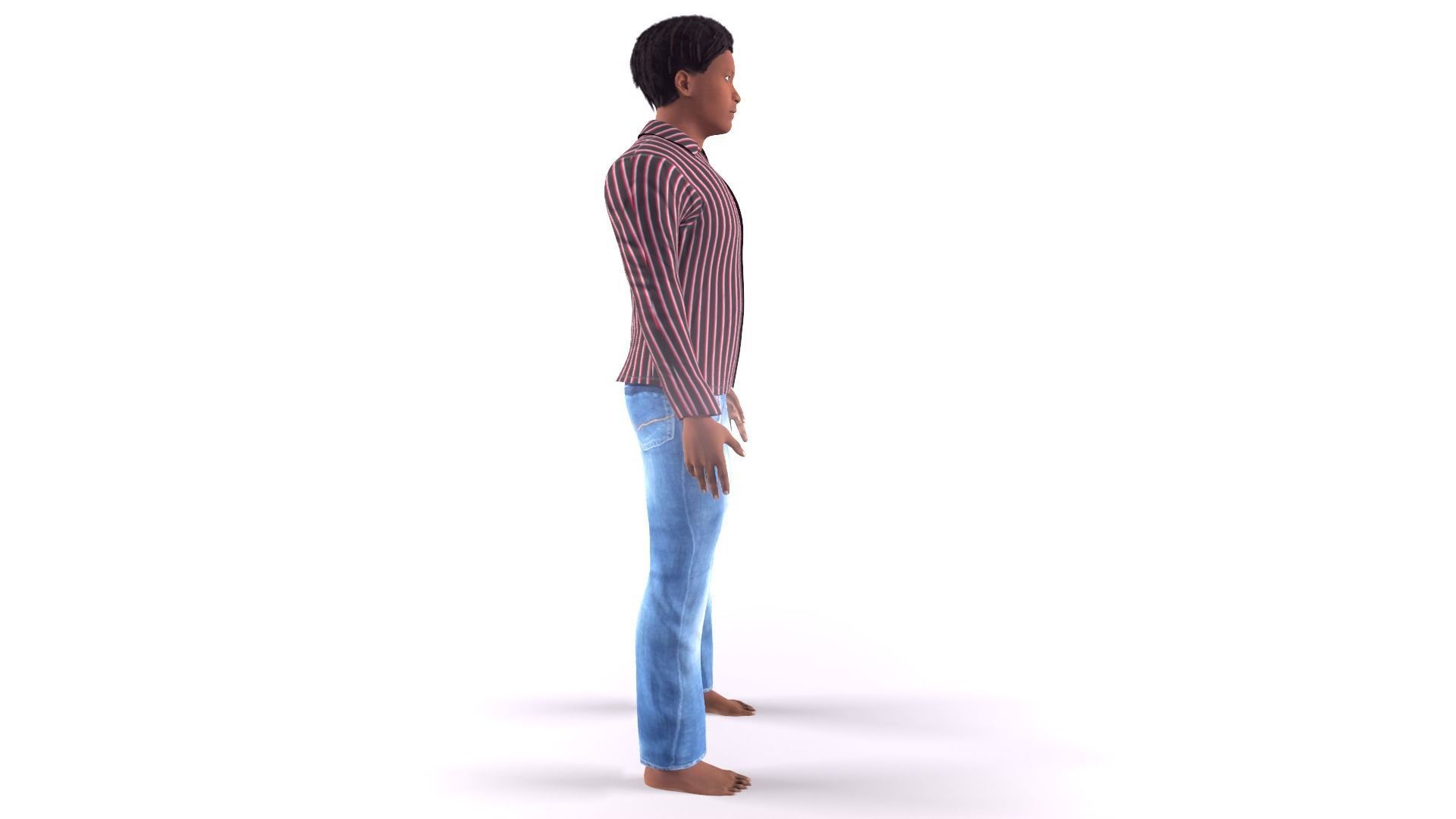 Afro Man Game Ready 3D model_8