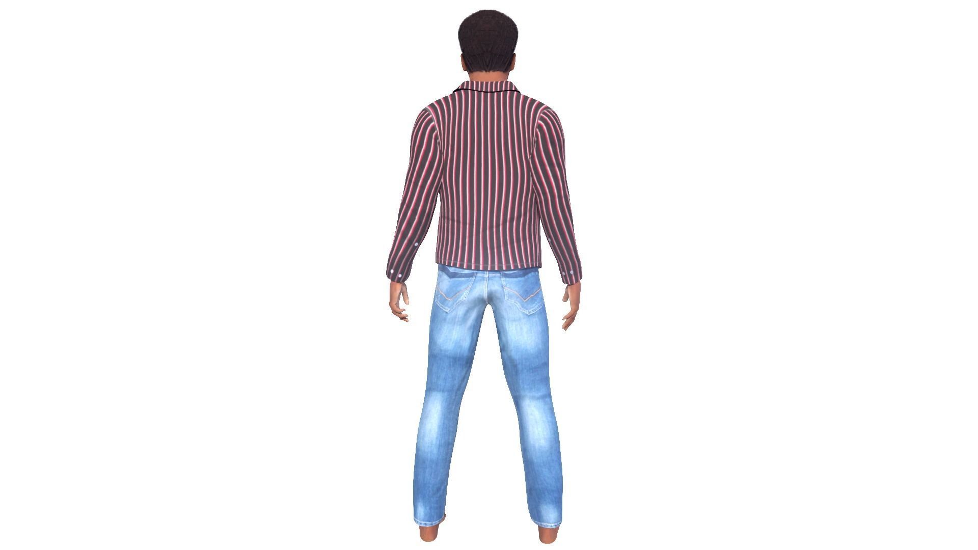 Afro Man Game Ready 3D model_9