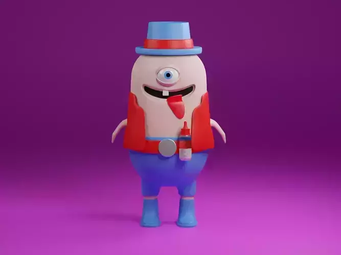 Cyclops cartoon character wearing top hat