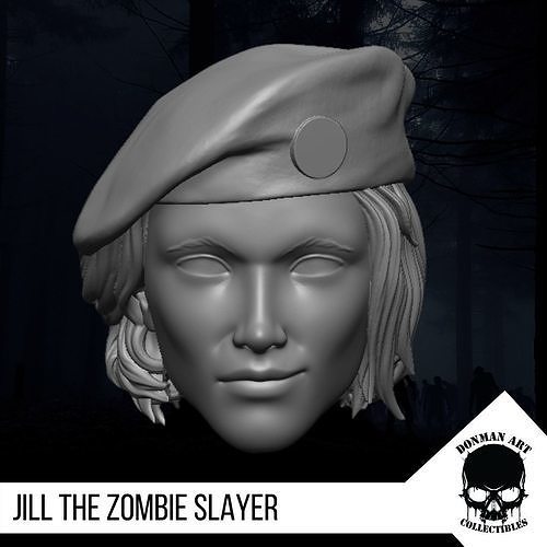 Jill The Zombie Slayer Head for 6 inch action figures 3D print model