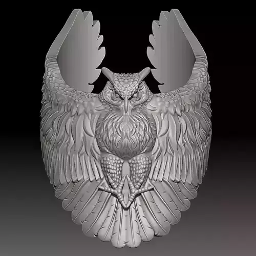 Owl Ring Sculpture jewelry Gold necklace