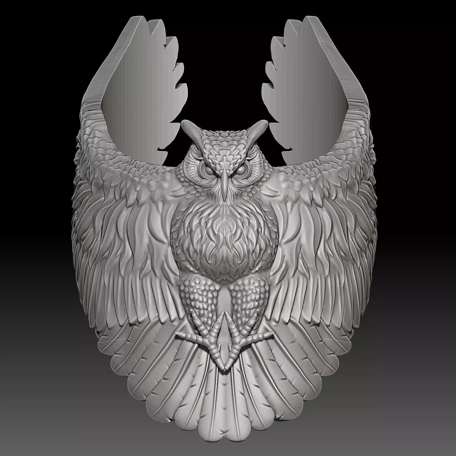 Owl Ring Sculpture jewelry Gold necklace 3D print model