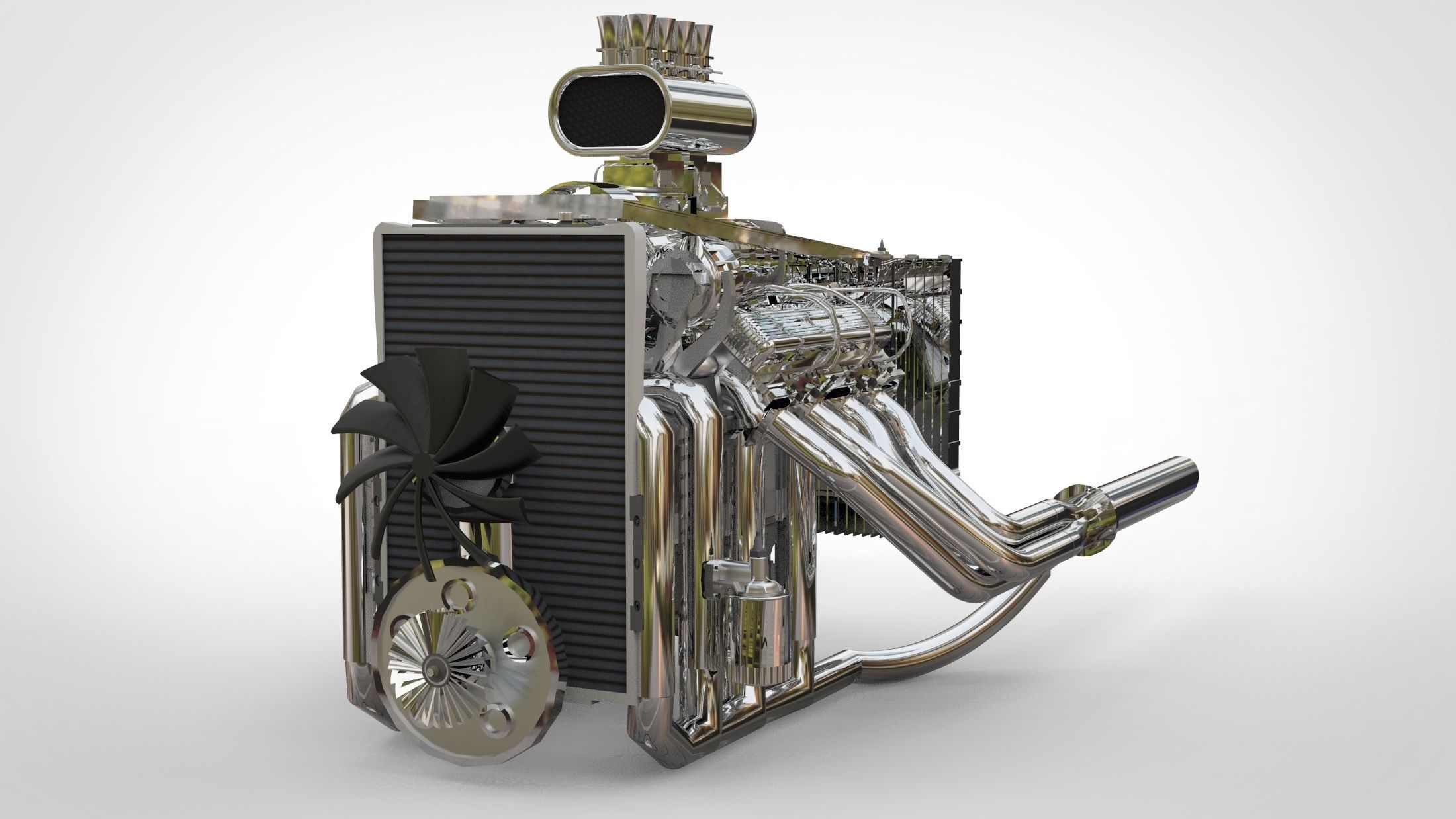 Hot rod engine 3D model_3