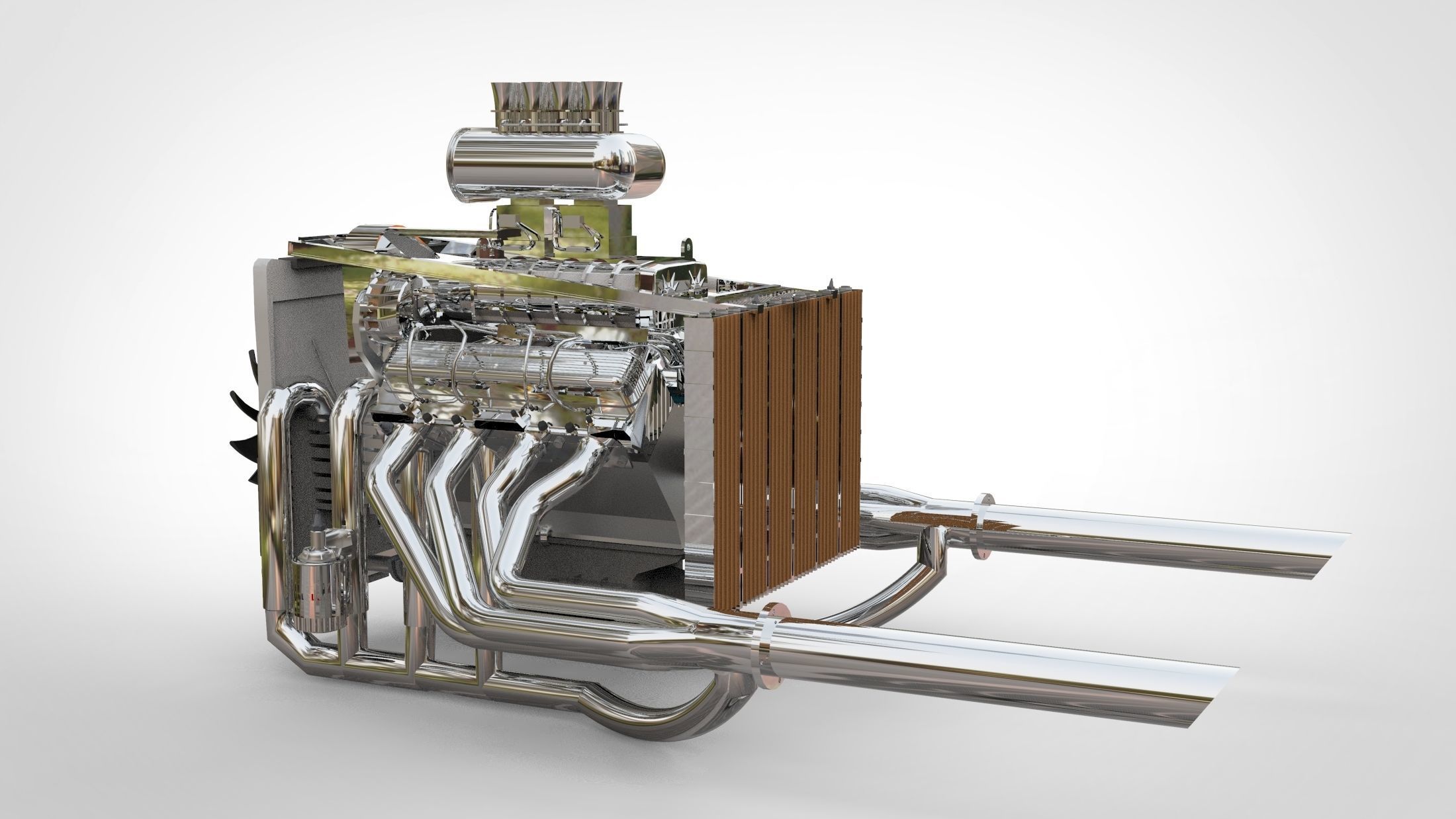 Hot rod engine 3D model_2