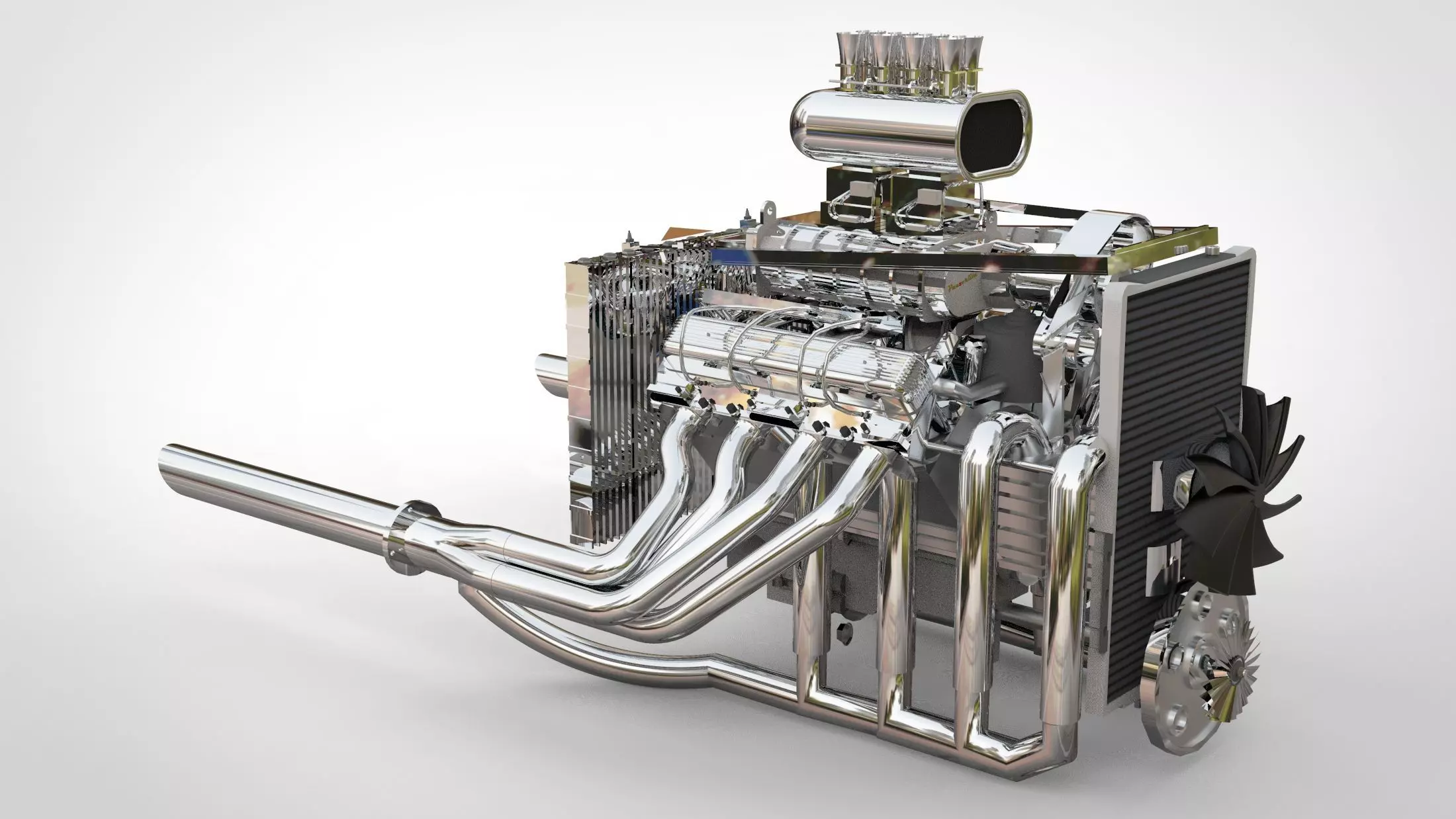 Hot rod engine 3D model_0