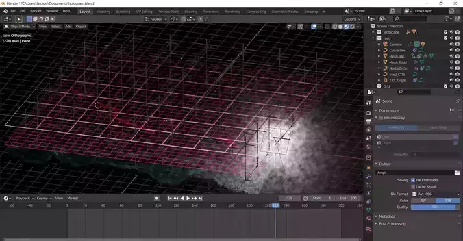 small hologram with neon highlights and lots of polygons