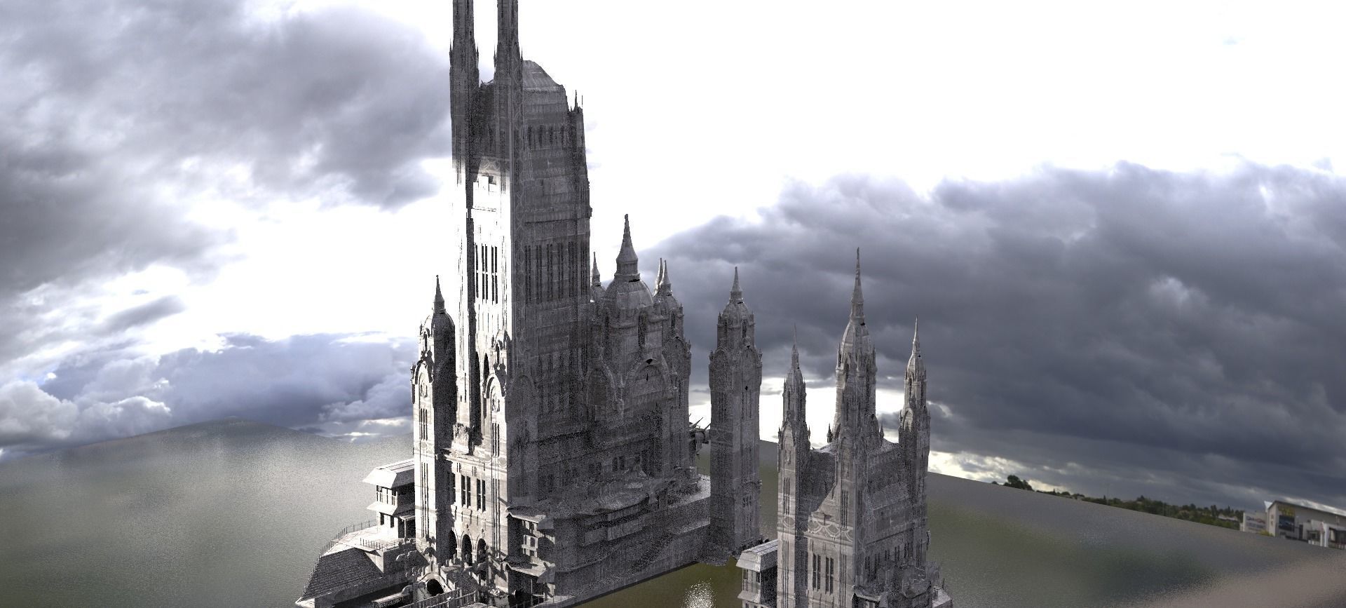 Waterfront Venice style Architecture 2 3D model_1