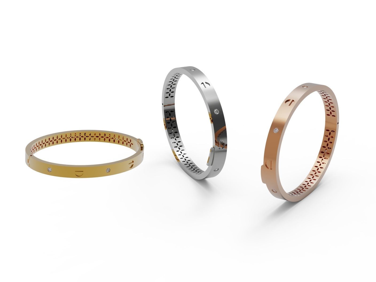 Bracelet with holes in it 3D print model_2