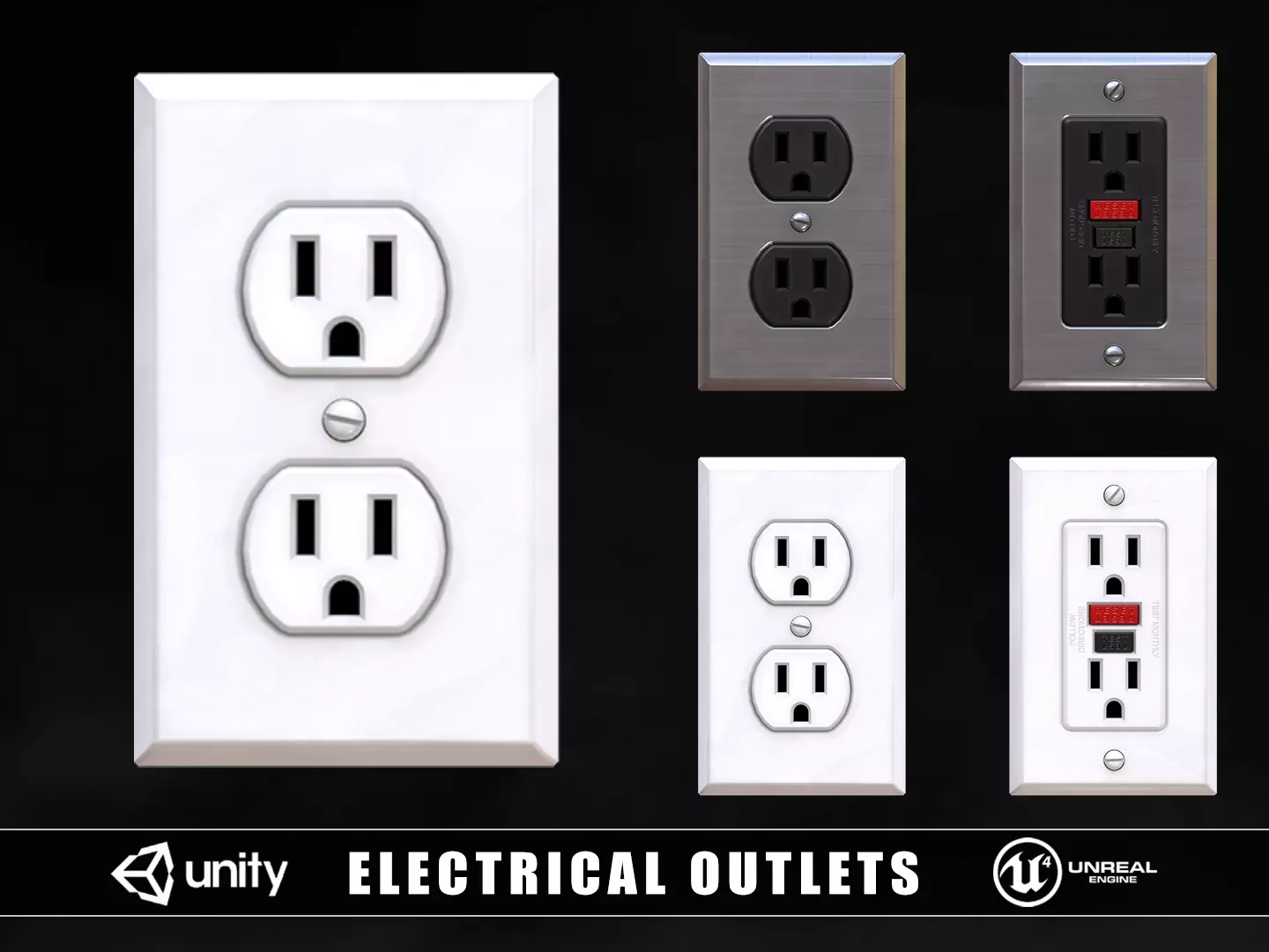 Electrical Power Outlets Low-poly 3D model_0