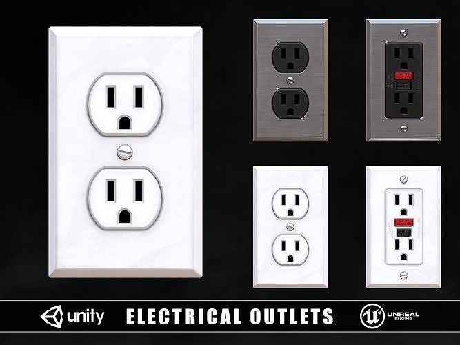 Electrical Power Outlets Low-poly 3D model
