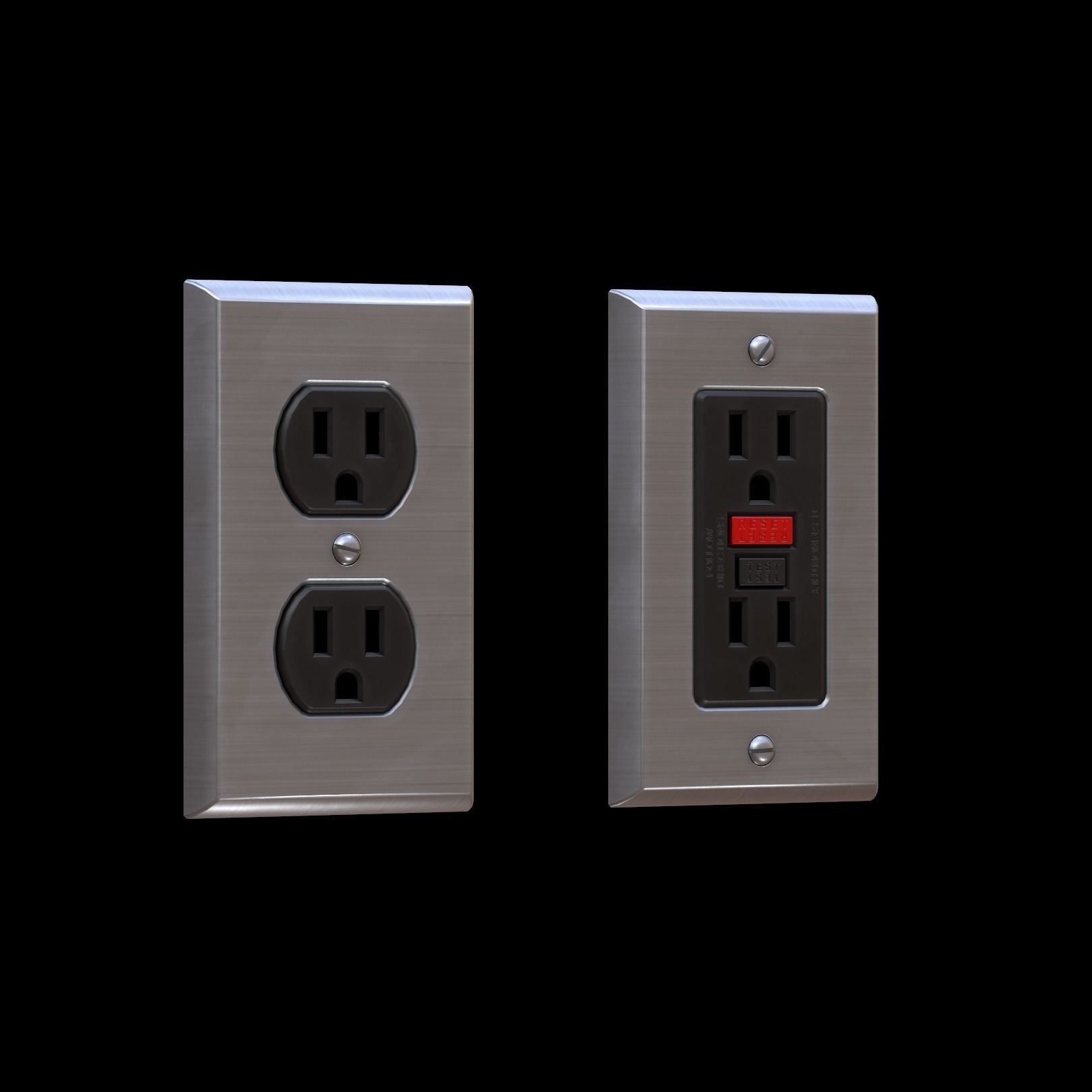 Electrical Power Outlets Low-poly 3D model_8