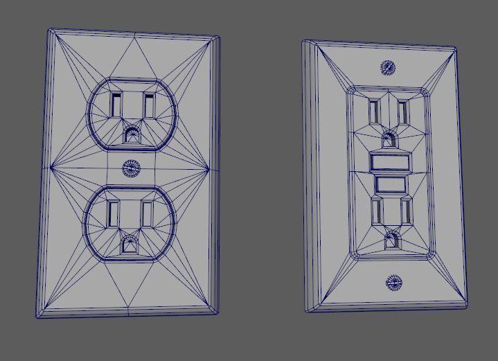 Electrical Power Outlets Low-poly 3D model_9