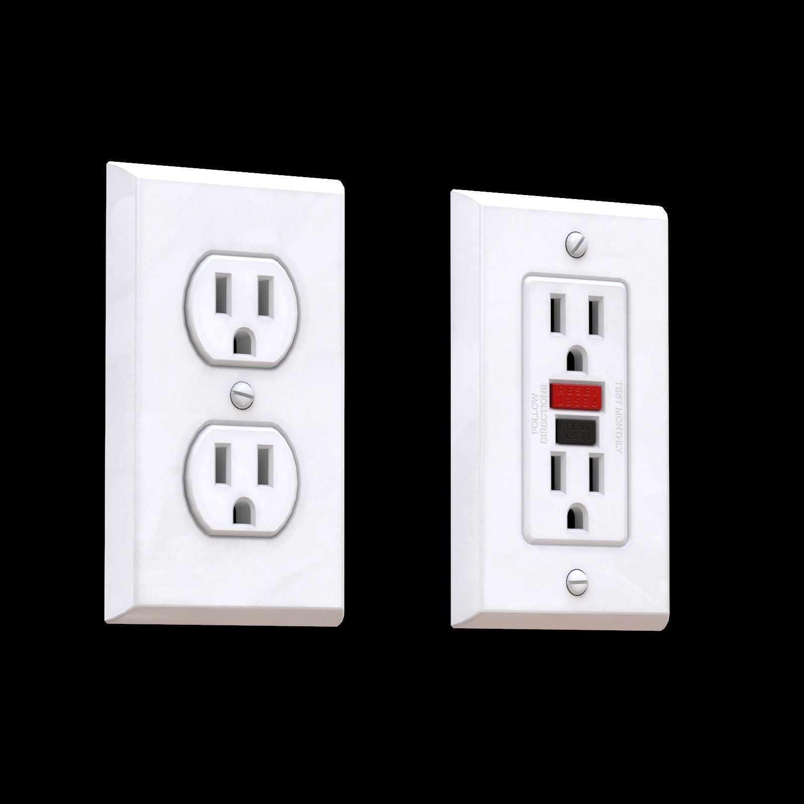 Electrical Power Outlets Low-poly 3D model_7