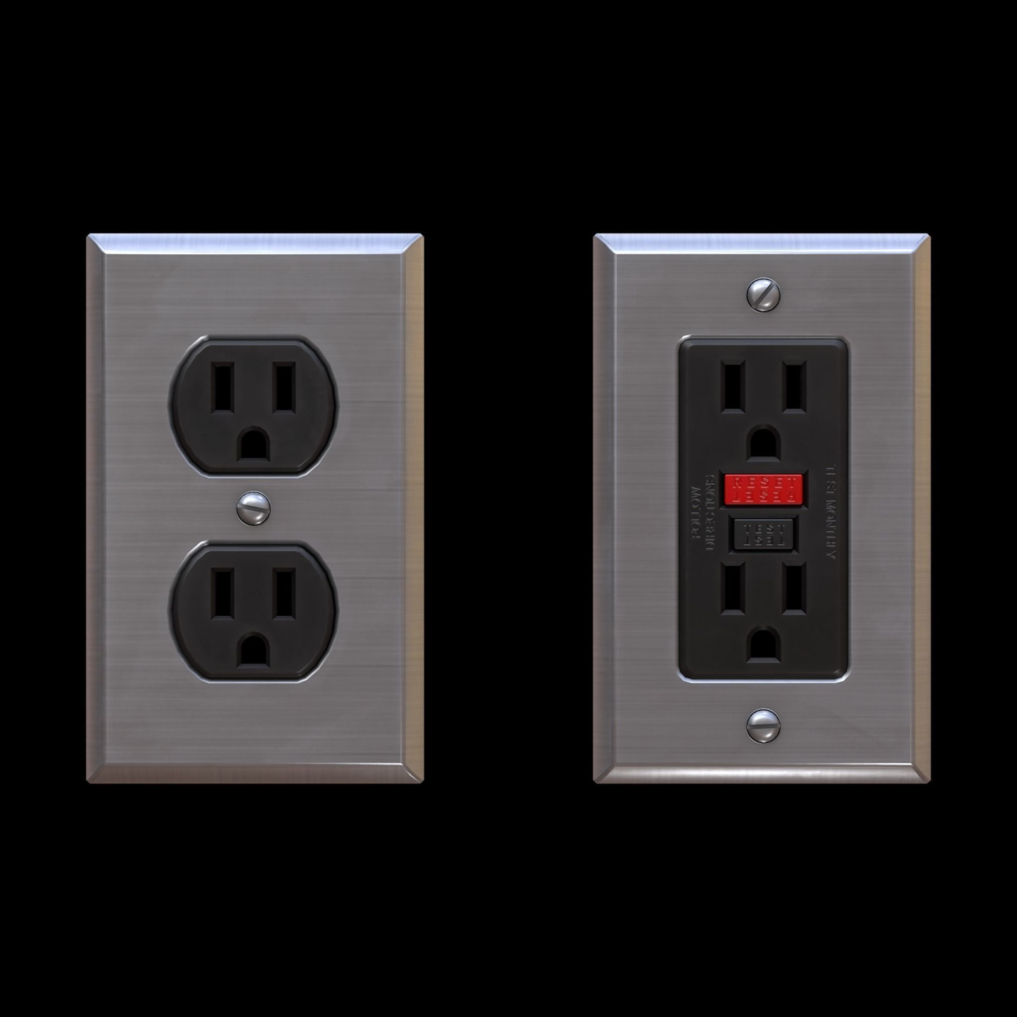 Electrical Power Outlets Low-poly 3D model_3