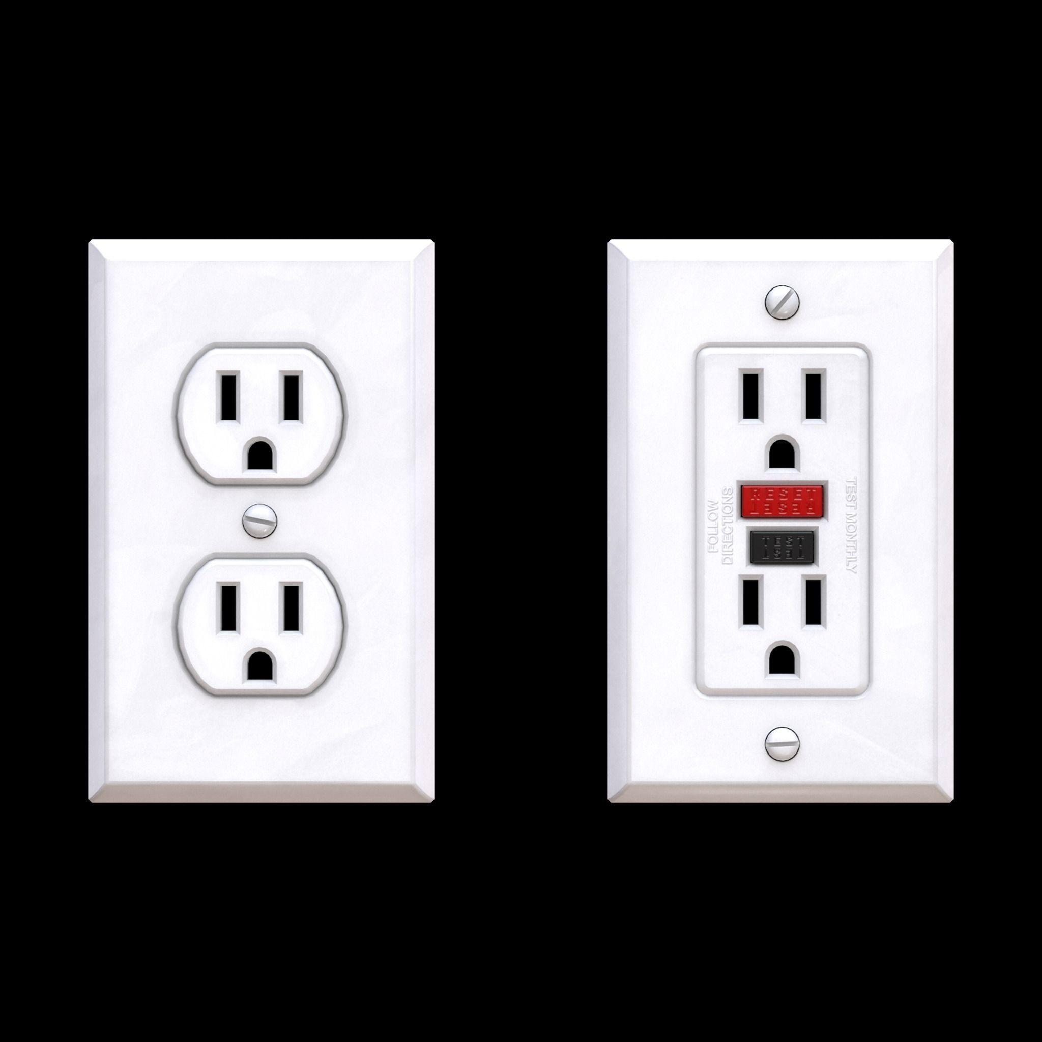 Electrical Power Outlets Low-poly 3D model_4