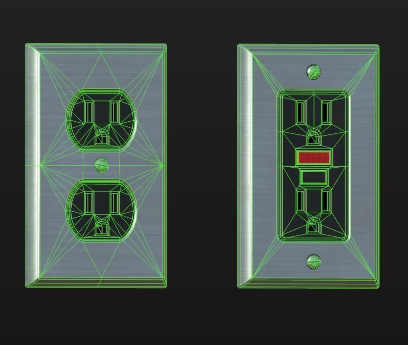 Electrical Power Outlets Low-poly 3D model_10
