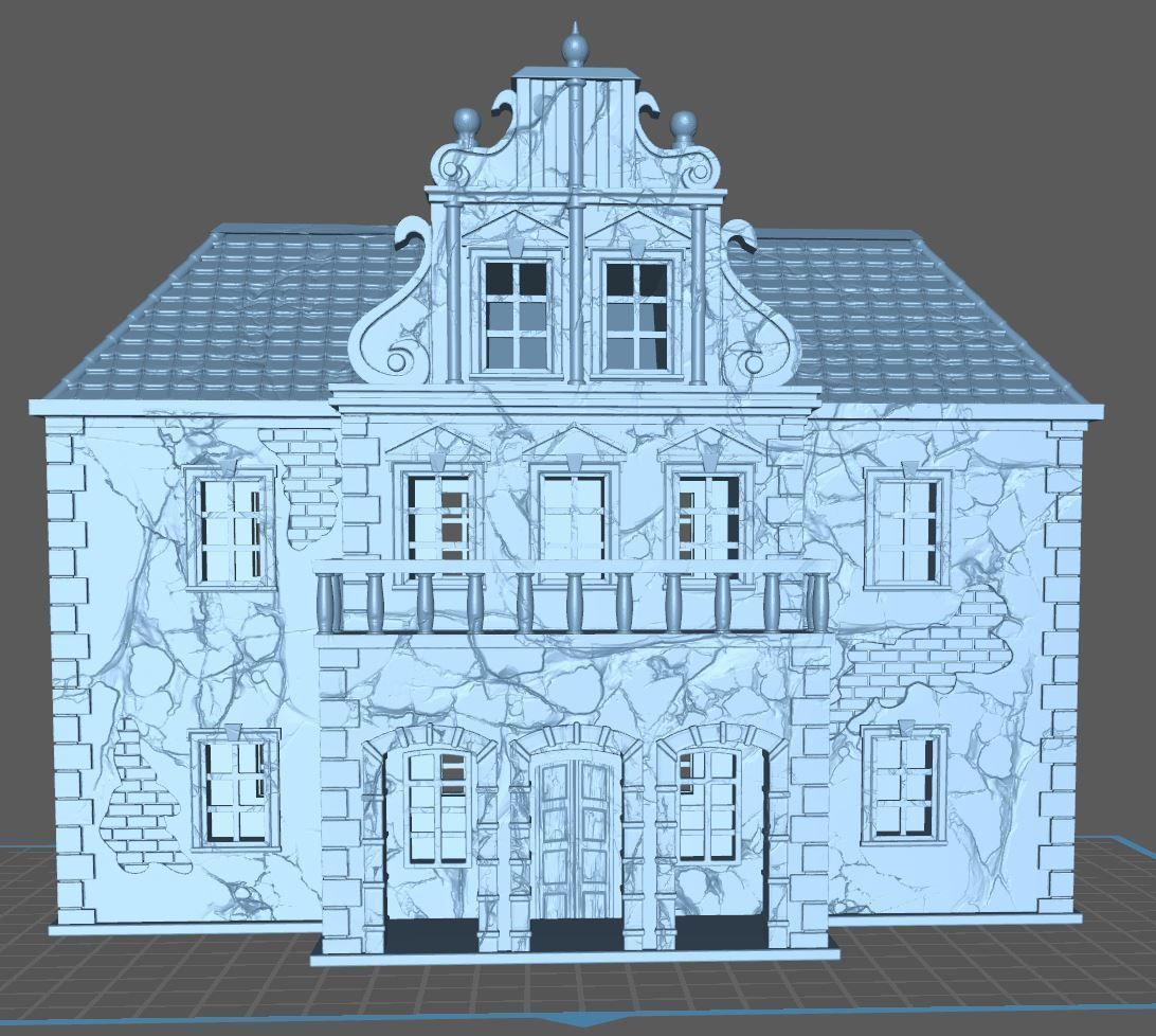 4-part Gothic Mansion 3D print model_1