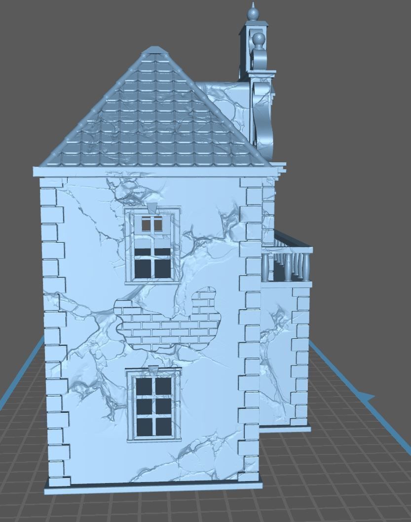 4-part Gothic Mansion 3D print model_2