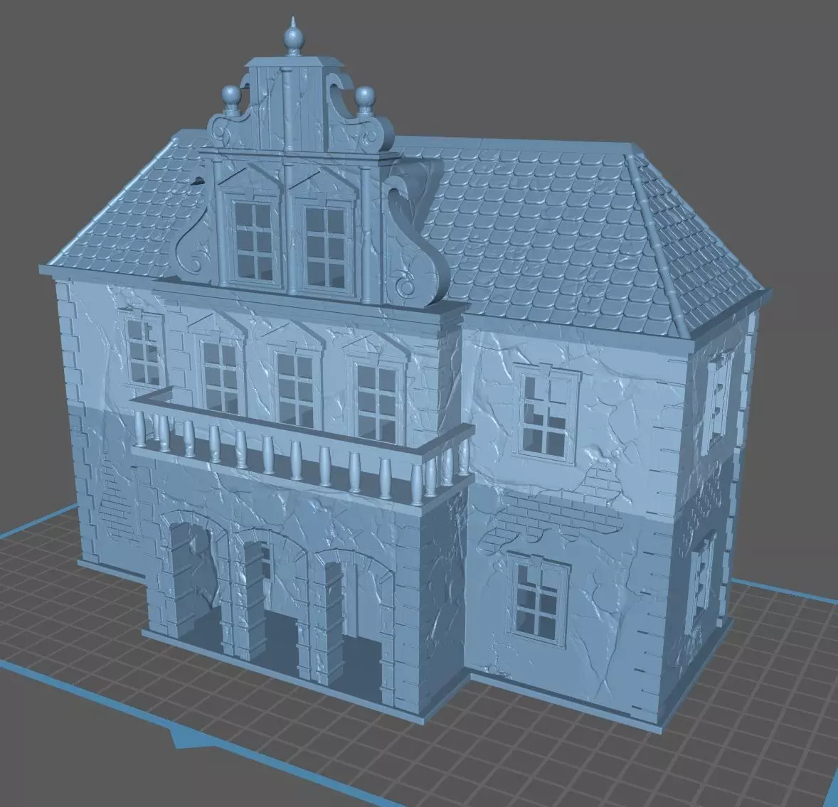 4-part Gothic Mansion 3D print model_0