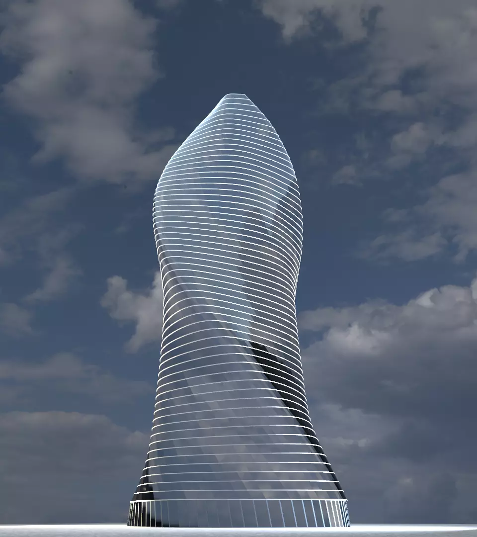 Skyscraper twisted 3D model_0