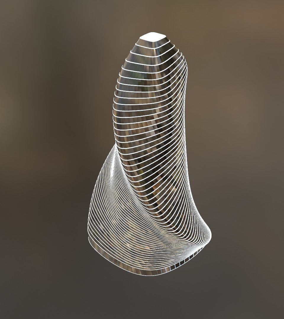 Skyscraper twisted 3D model_4