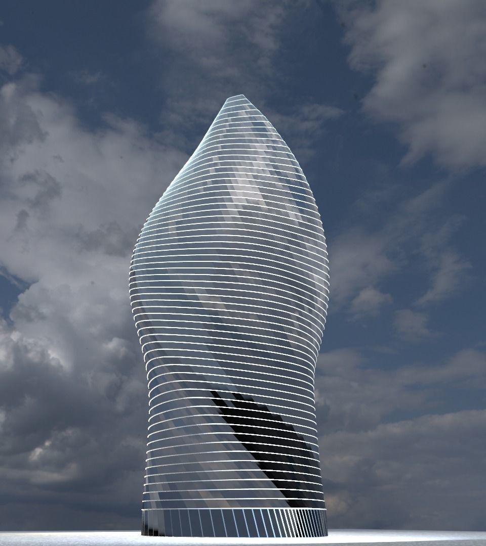 Skyscraper twisted 3D model_1