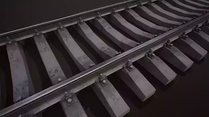 Railway lowpoly PBR railroad track