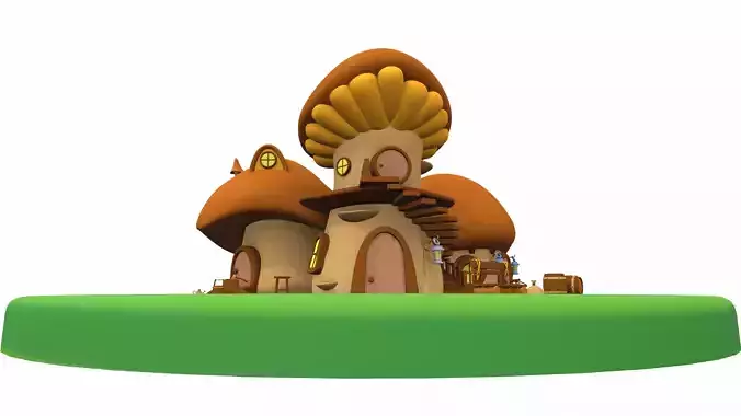Cartoon mushroom house and props 2