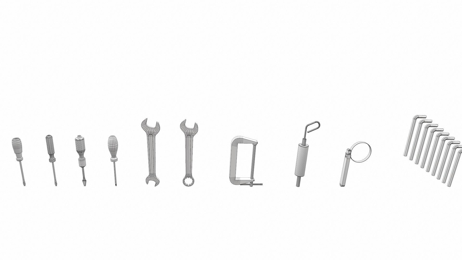 Cartoon work props pack vol 2 garage accessories 3D model_10