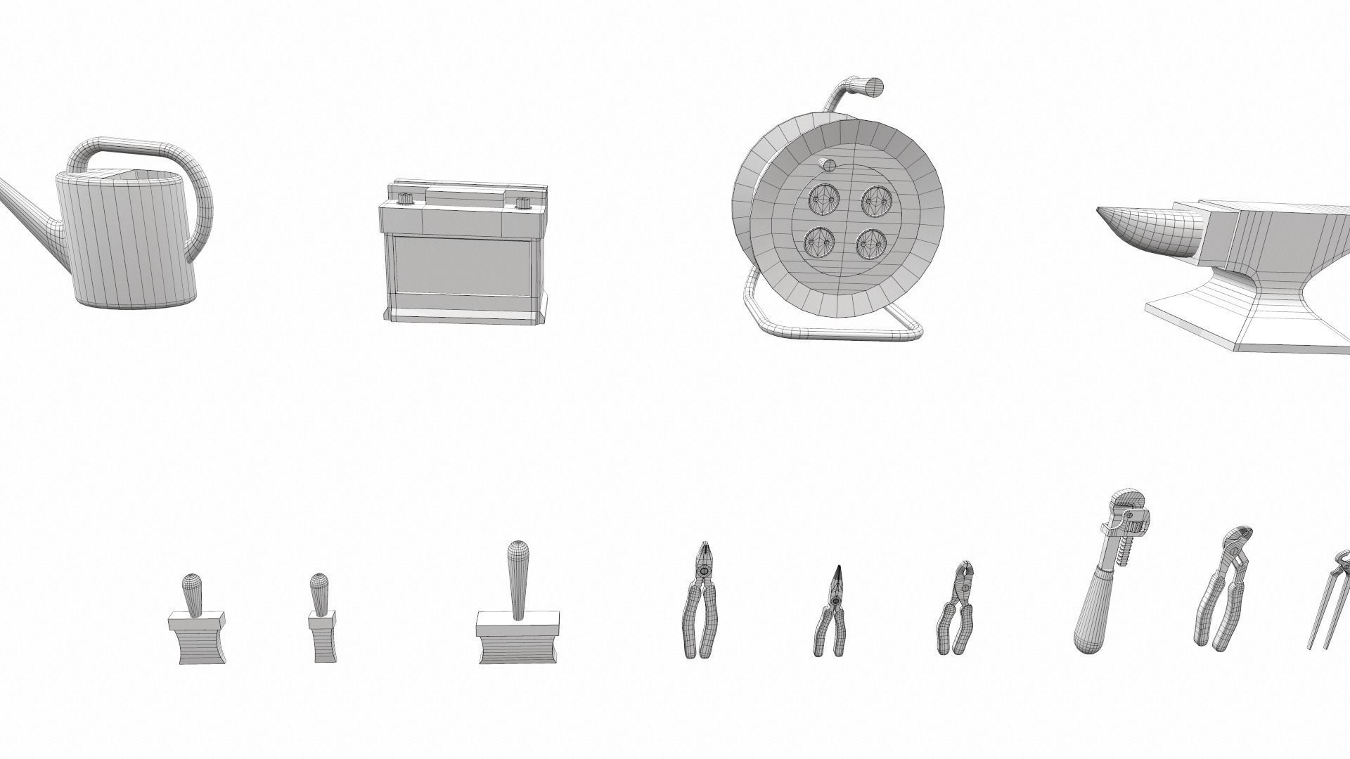 Cartoon work props pack vol 2 garage accessories 3D model_8