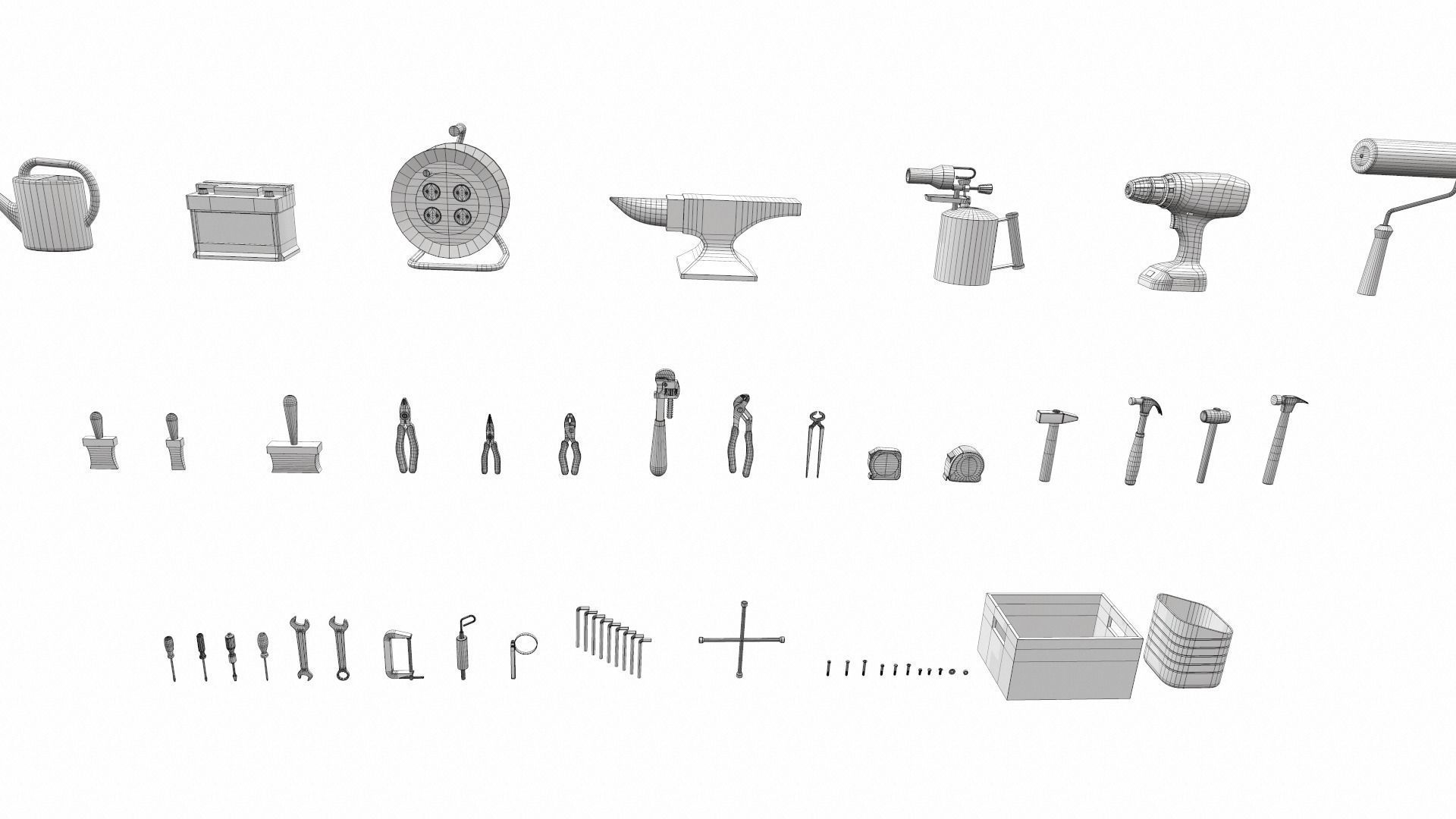 Cartoon work props pack vol 2 garage accessories 3D model_7