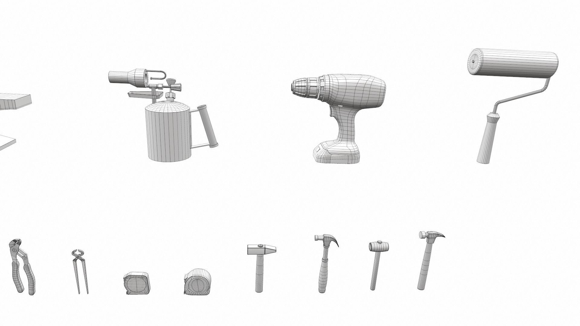 Cartoon work props pack vol 2 garage accessories 3D model_9