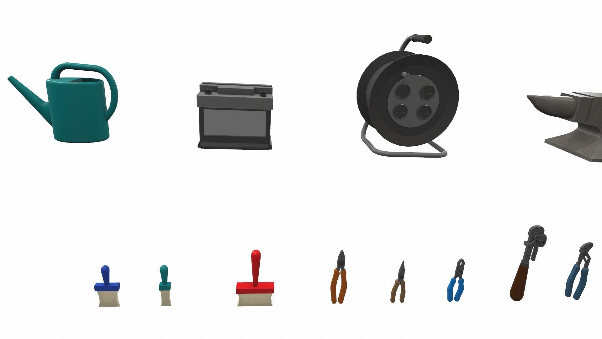 Cartoon work props pack vol 2 garage accessories 3D model_3