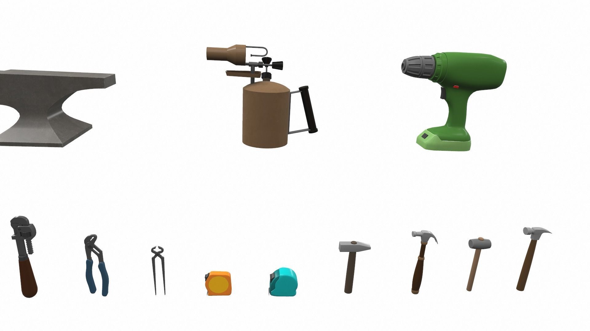 Cartoon work props pack vol 2 garage accessories 3D model_4