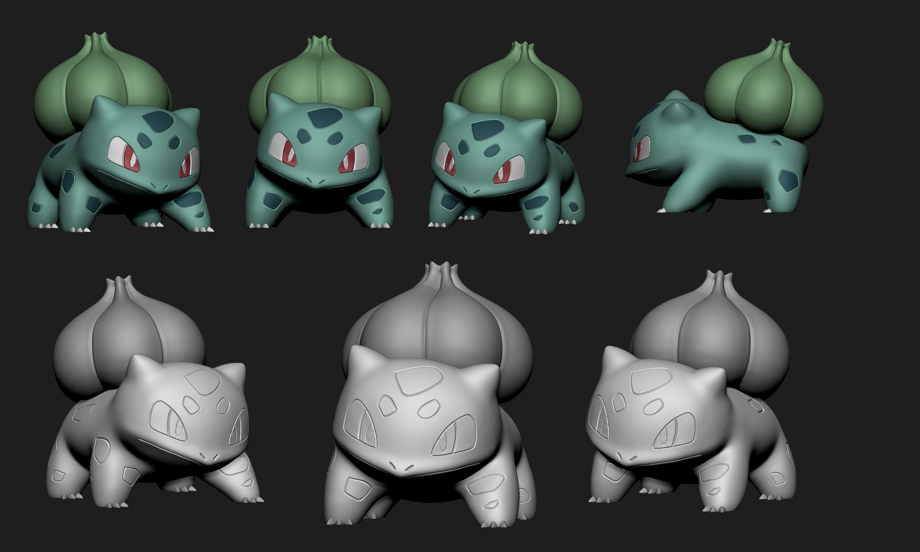Pokemon - Bulbasaur with 2 poses 3D print model_1